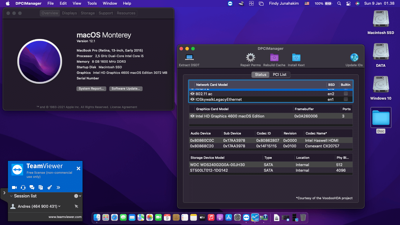 Success Hackintosh macOS Monterey 12.1 Build 21C52 in Lenovo G410-0016